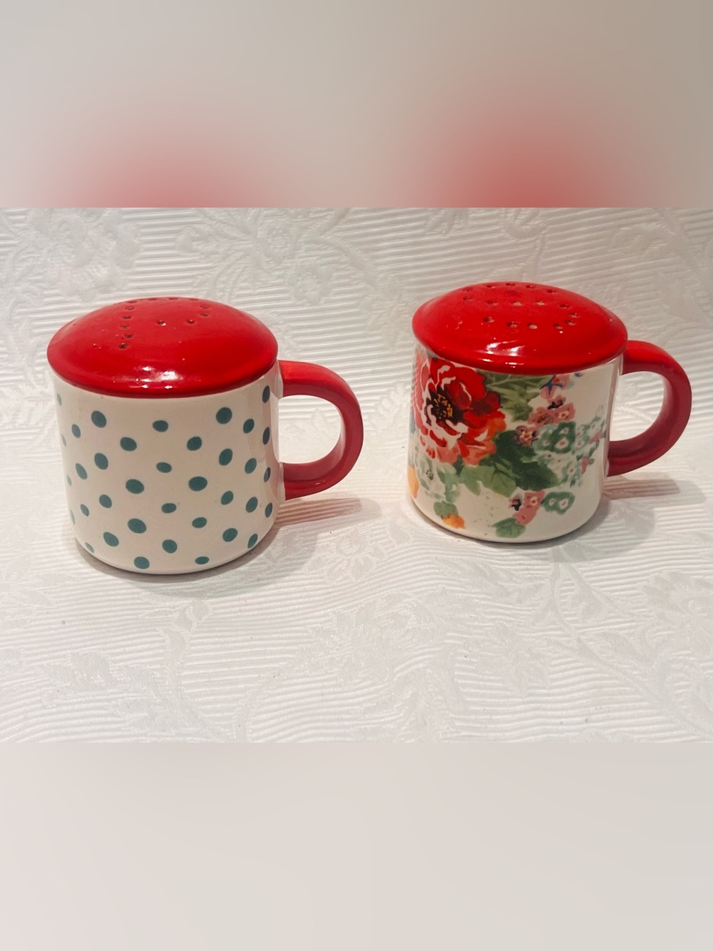 The Pioneer Woman Country Garden Salt and Pepper Shakers Floral Polka Dots